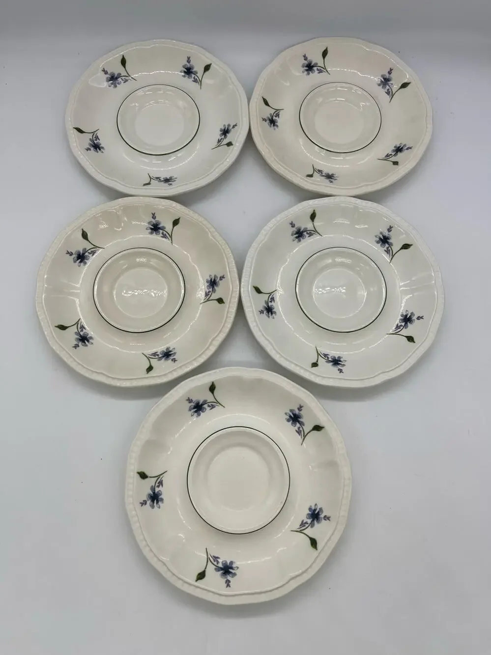 KENSINGTON Staffordshire Ironstone Wayside 1821 Set of 5 Saucers England 6